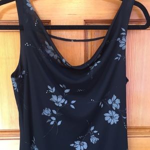 Black w silver flowers. Dress -fully lined